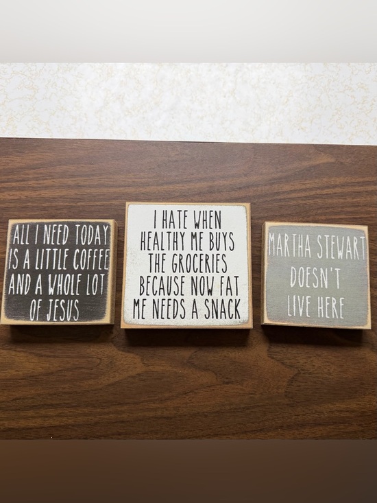 Other - Set of 3 Square Particle Board Kitchen Decor